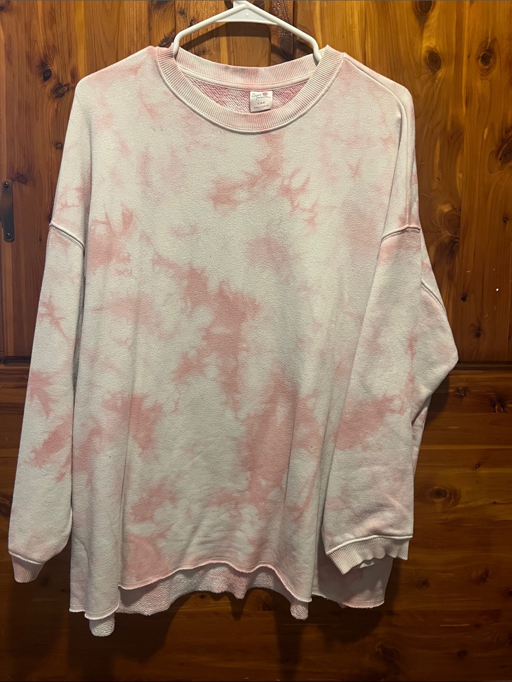 Secret Treasures Pink and White Tie-Dye Crewneck Sweater